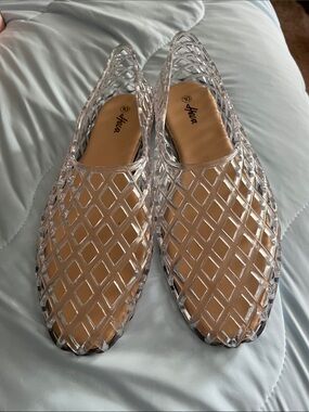 Clear Lattice Slip-On Mules - Transparent